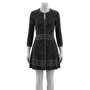 Burberry Brit Karinkalt 100% Silk Long Sleeve Black White Fit & Flare Dress Sz 8